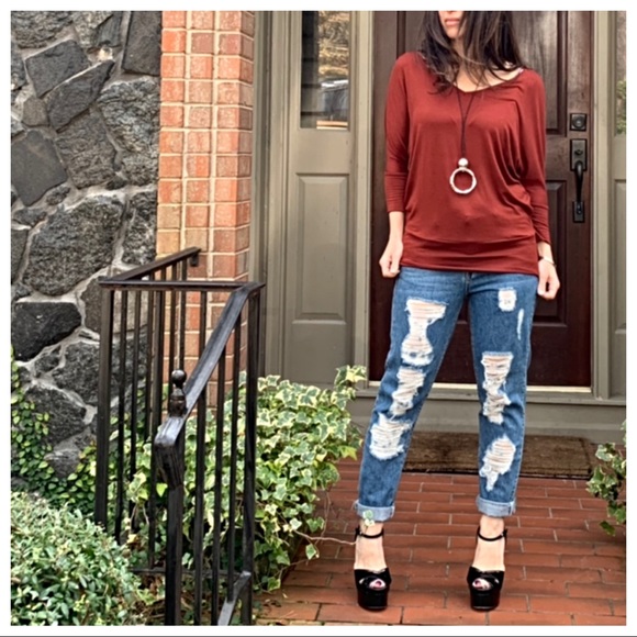 ✨LAST ONE ✨Rust dolman sleeves top - Picture 2 of 8